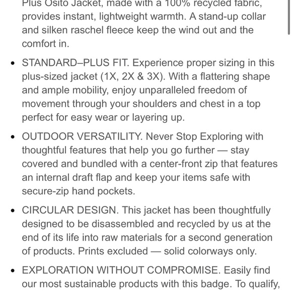 The North Face Plus Size Osito Jacket - Picture 5 of 5